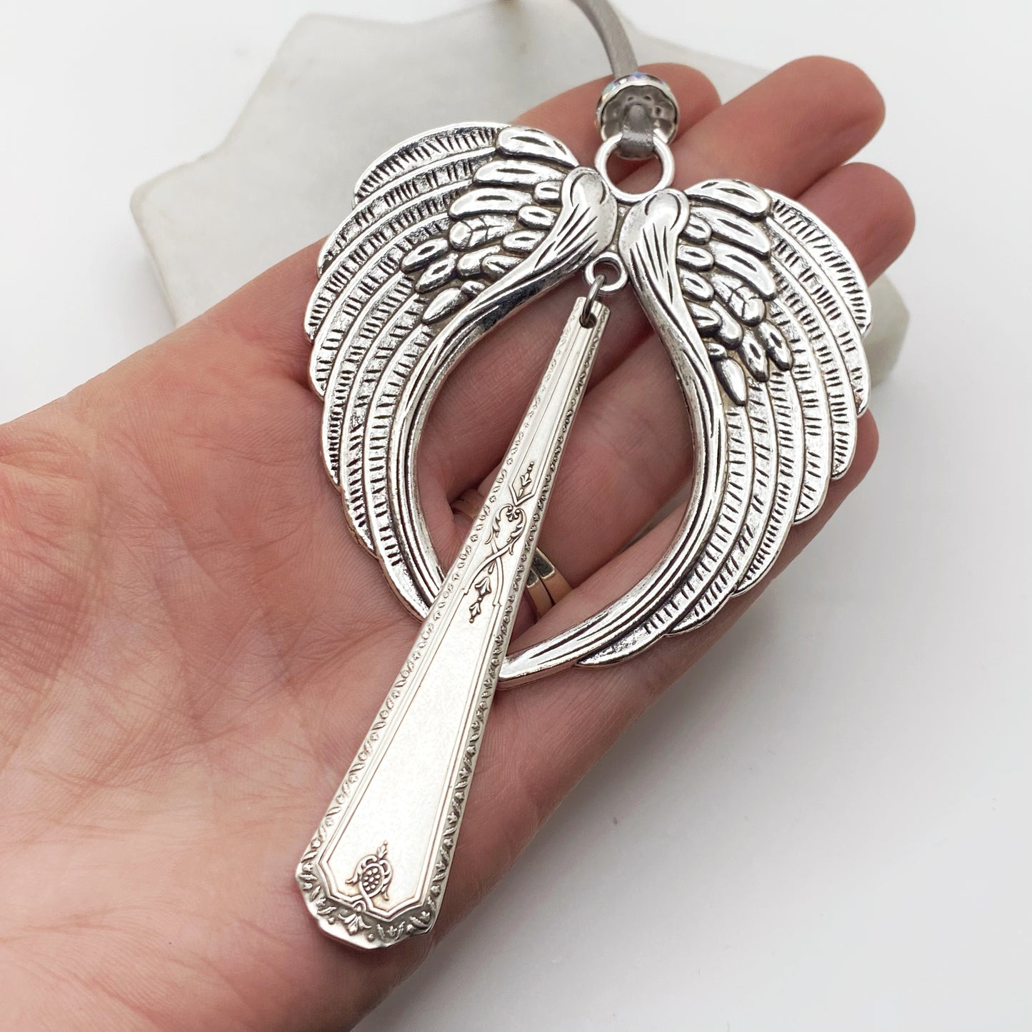Large Angel Ornament, Guardian 1954, Hand Stamped Vintage Spoon Ornament Ornaments callistafaye