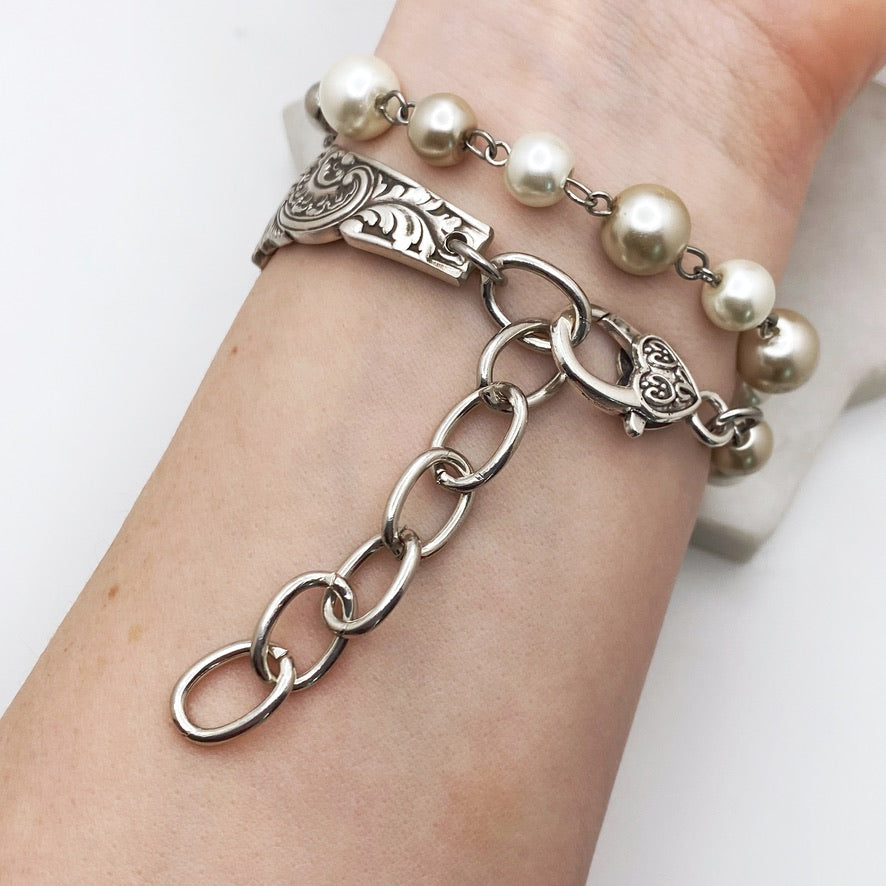 Aldine 1895, RARE Antique Double Wrap Beaded Bracelet, Vintage Spoon Handle, Antique Spoon Bracelet Bracelets callistafaye