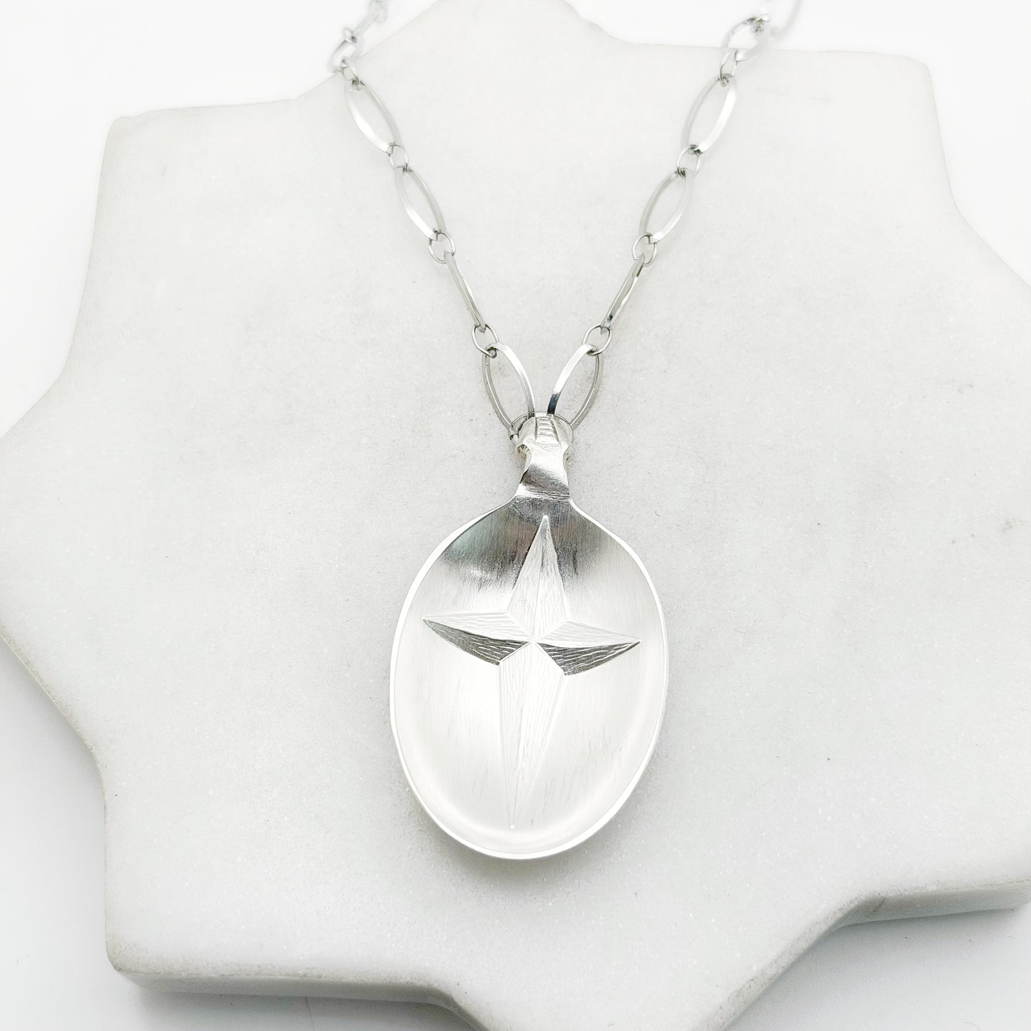 Christmas Star Pendant, Reclaimed Collector's Spoon Bowl Necklace, Vintage Souvenir Spoon Jewelry Necklaces callistafaye