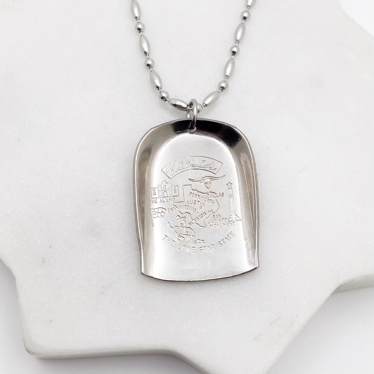 Texas Pendant, United States Jewelry, Reclaimed Collector's Spoon Necklace, Vintage Souvenir Spoon Jewelry Necklaces callistafaye