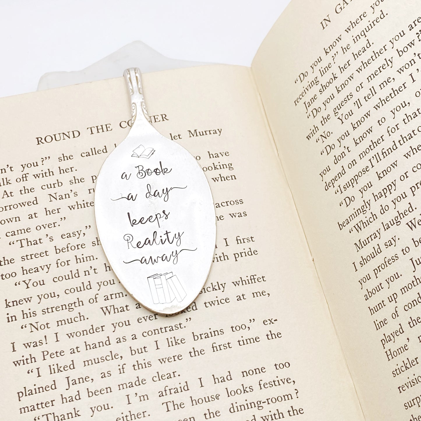 A Book a Day Keeps Reality Away, Vintage Spoon Bookmark Bookmarks callistafaye