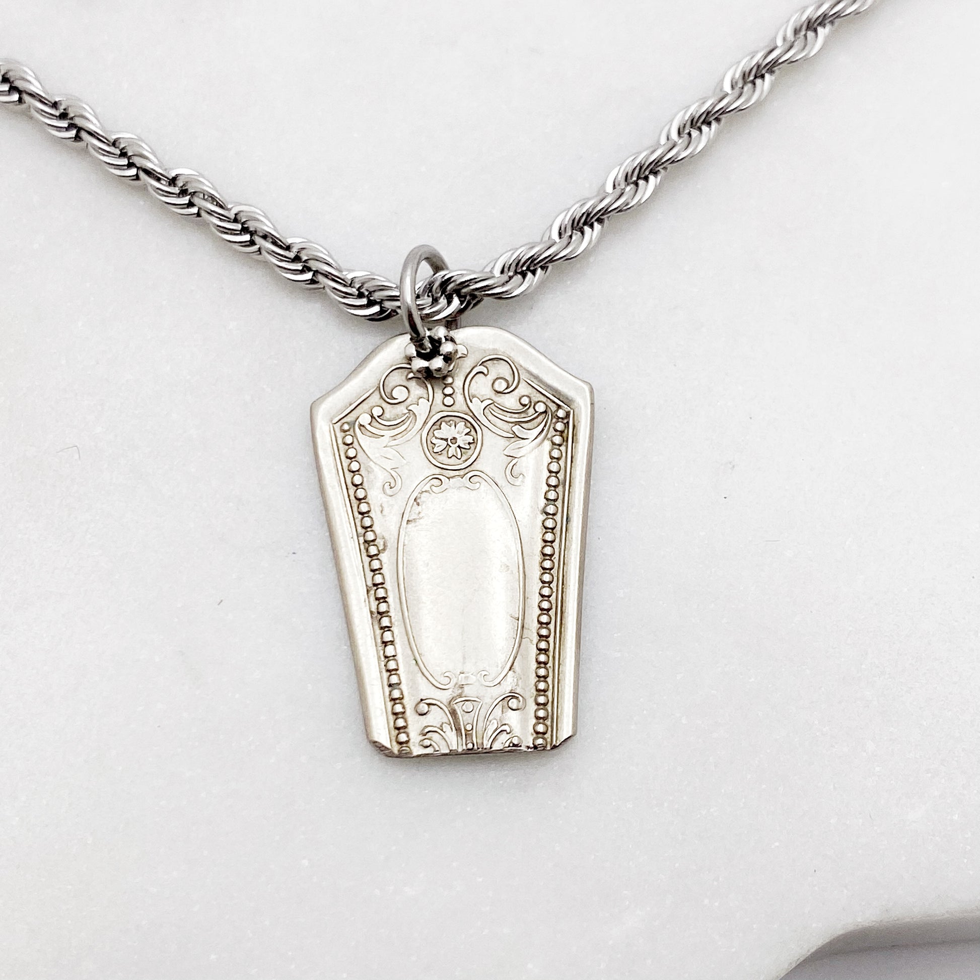 Coffin Necklace, Memento Mori Jewelry, Coffin Shaped Pendant, Vintage Silverware Jewelry Necklaces callistafaye e  