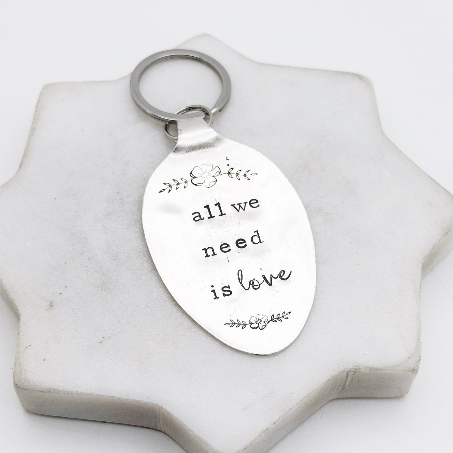 All We Need is Love, Hand Stamped Vintage Spoon Keychain Keychains callistafaye