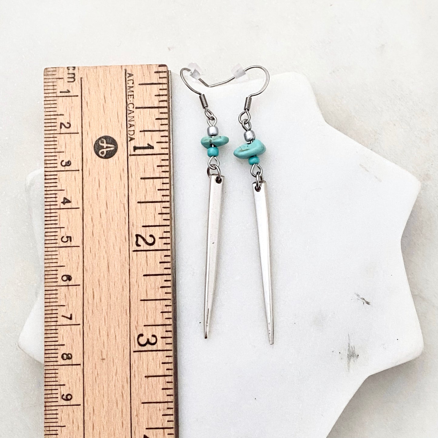 Fork Tine and Bead Drop Earrings (Turquoise), Reclaimed Silverware Earrings, Vintage Fork Jewelry Earrings callistafaye