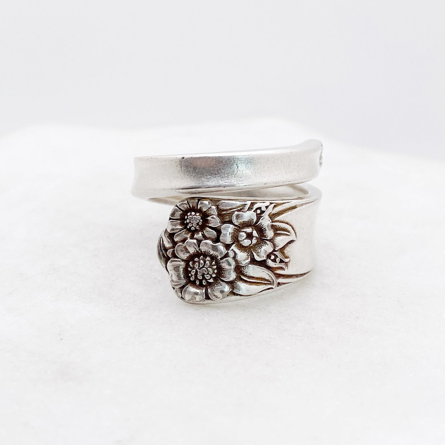 April 1950, Custom Size, RARE Spiral Ring, Vintage Sunflower Spoon Ring Rings callistafaye