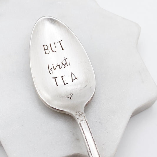 But First Tea, Hand Stamped Vintage Spoon Spoons callistafaye   