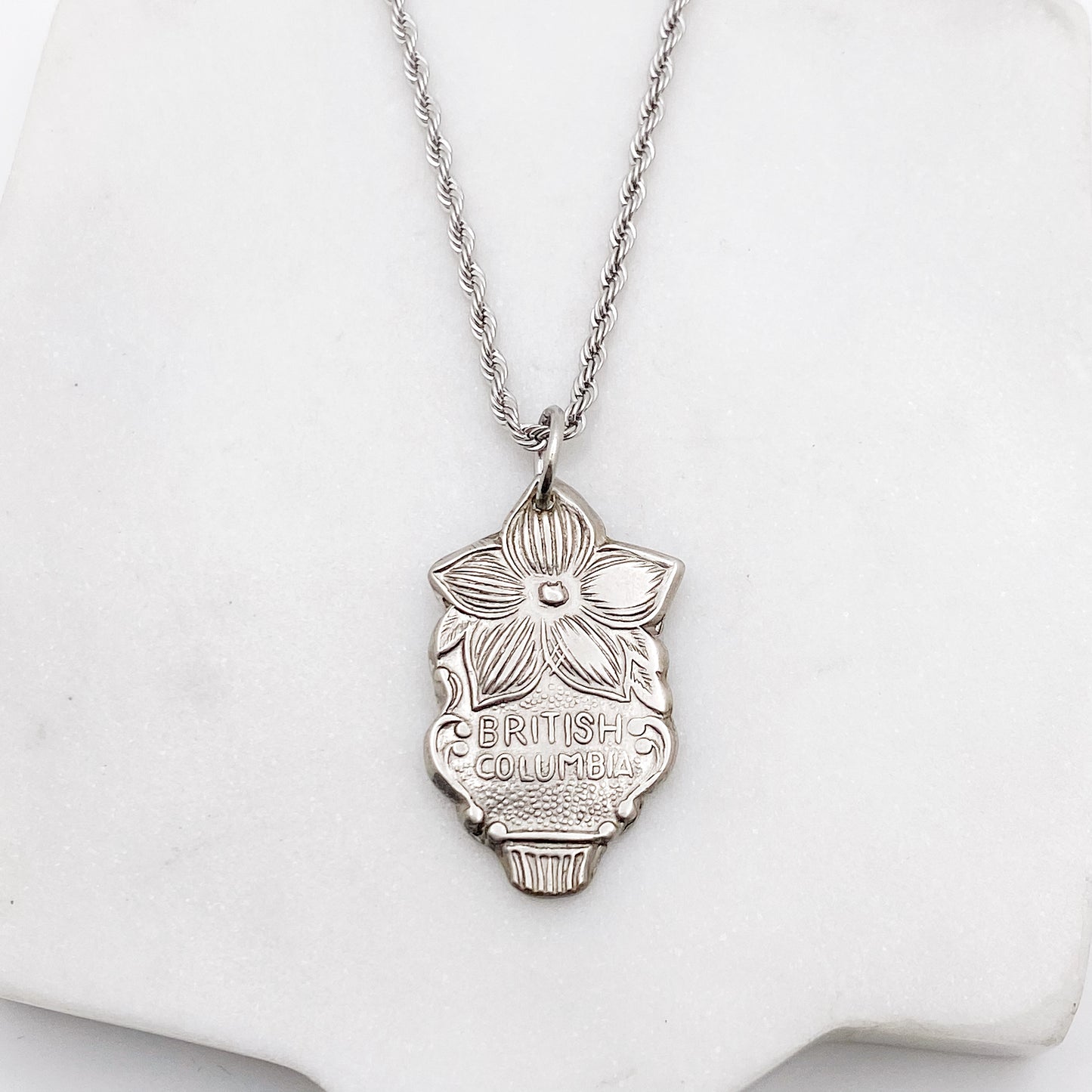 Dogwood Pendant, British Columbia Jewelry, Reclaimed Collector's Spoon Necklace, Vintage Souvenir Spoon Jewelry Necklaces callistafaye