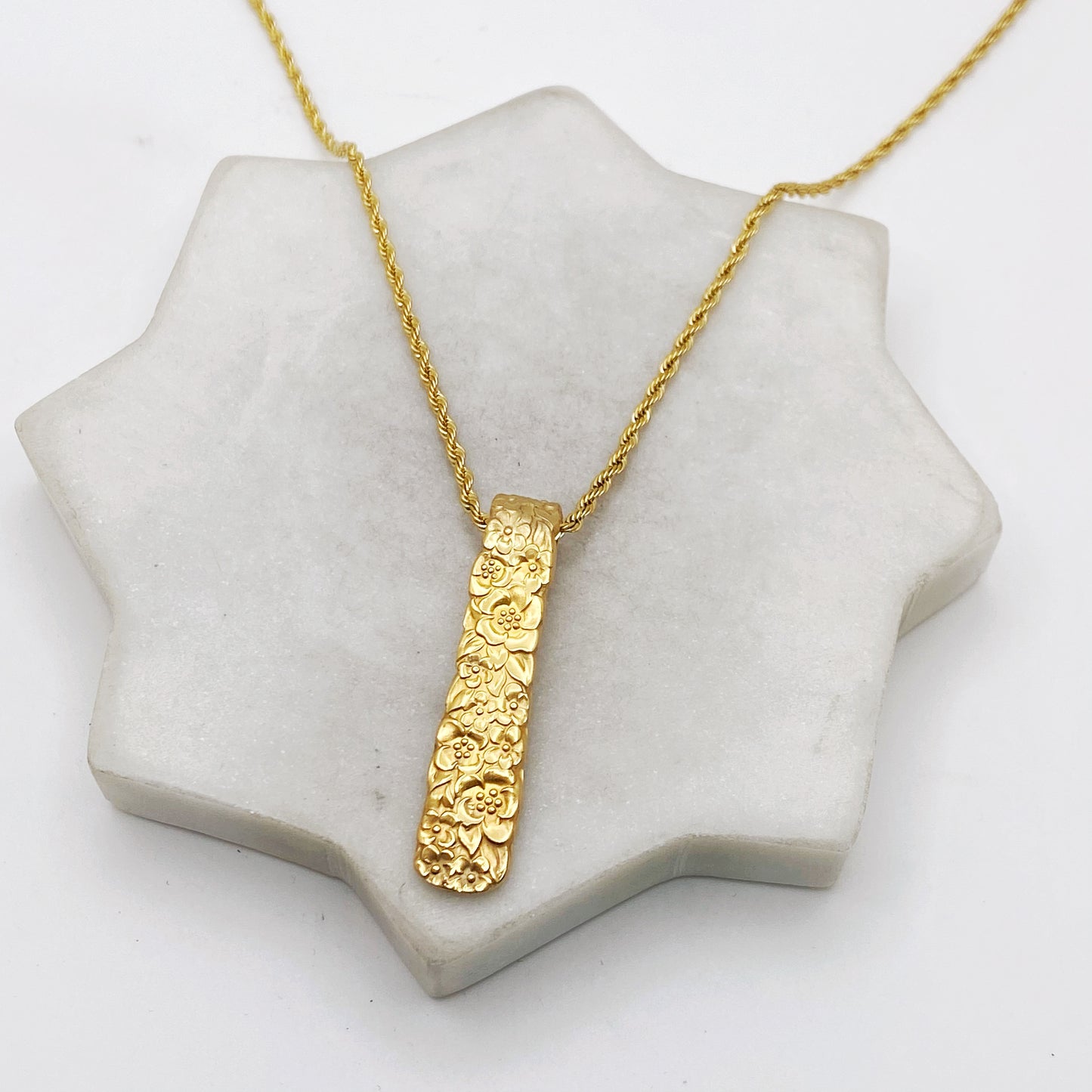 Golden Love Precious Flower 1970, ULTRA RARE Spoon Handle Pendant, Vintage Spoon Jewelry Necklaces callistafaye