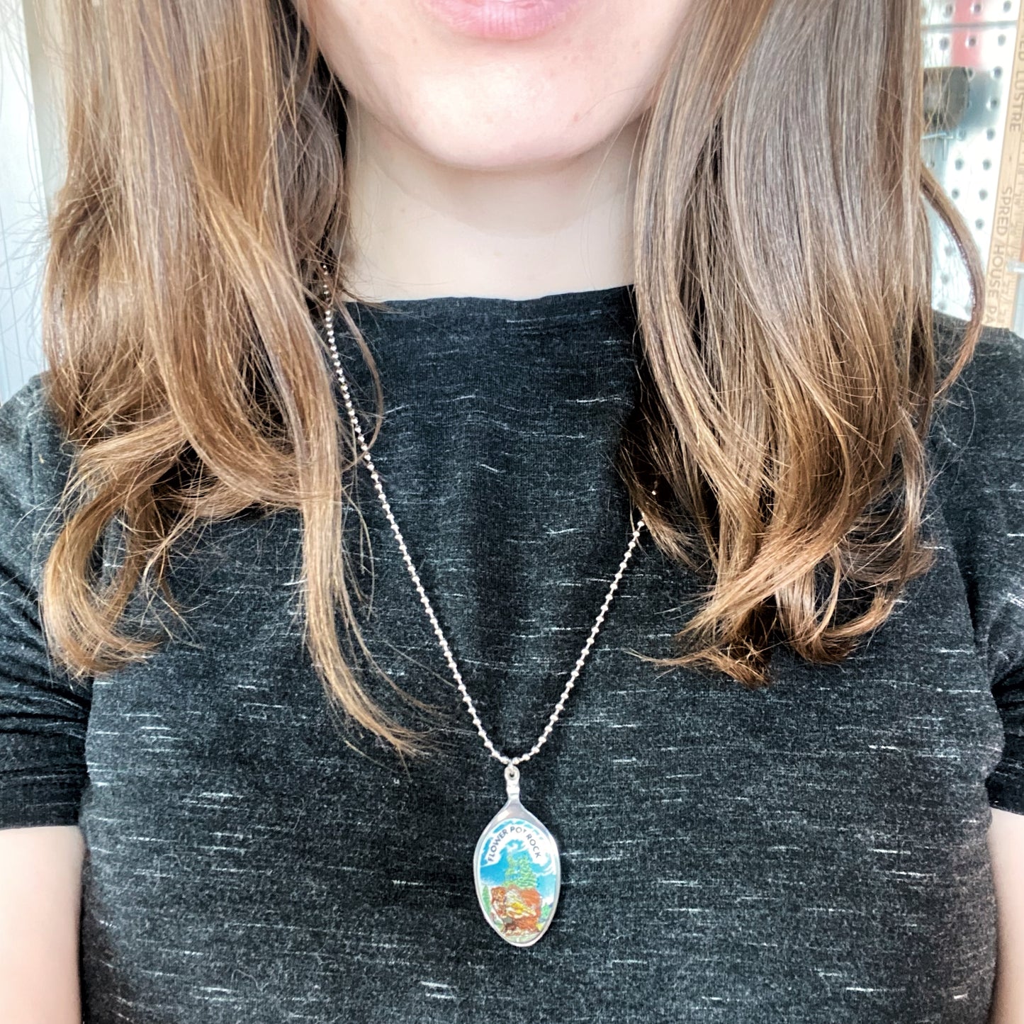 Flower Pot Rock Pendant, New Brunswick Provincial Jewelry, Reclaimed Collector's Spoon Necklace, Vintage Souvenir Spoon Jewelry Necklaces callistafaye