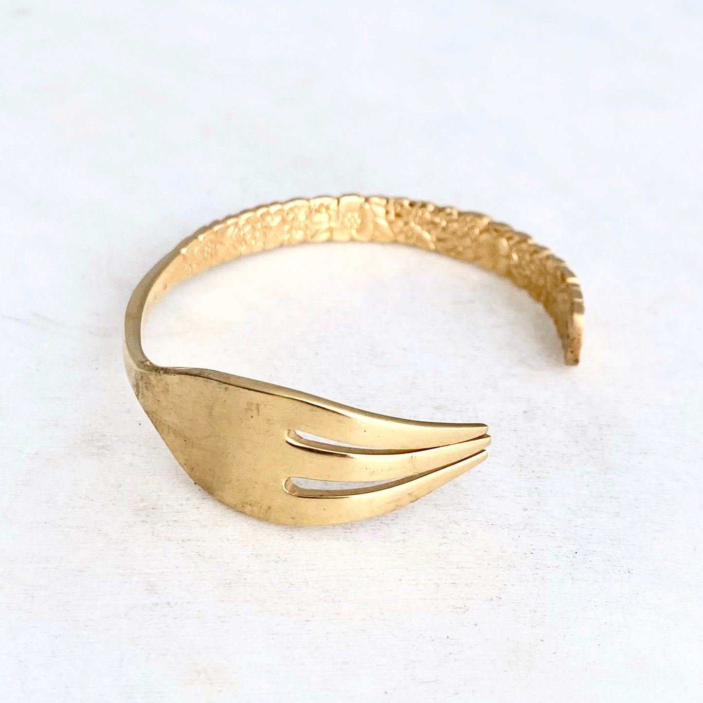 SMALL Golden Love Precious Flower 1970, ULTRA RARE Cocktail Fork Cuff Bracelet, Vintage Spoon Jewelry Bracelets callistafaye