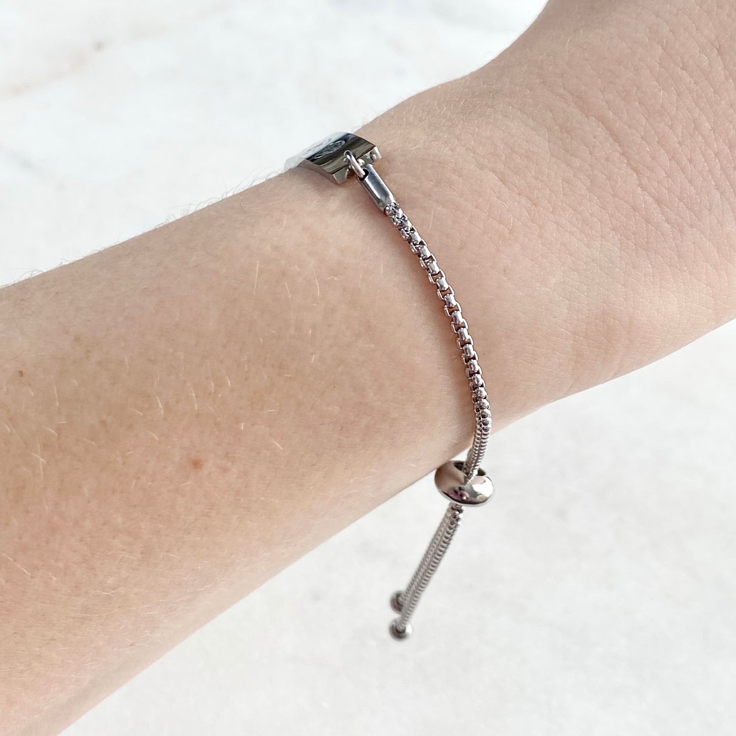 Custom Birth Flower Adjustable Bar Bracelet, Personalized Birth Flower, Stainless Steel Bracelet Bracelets sst callistafaye