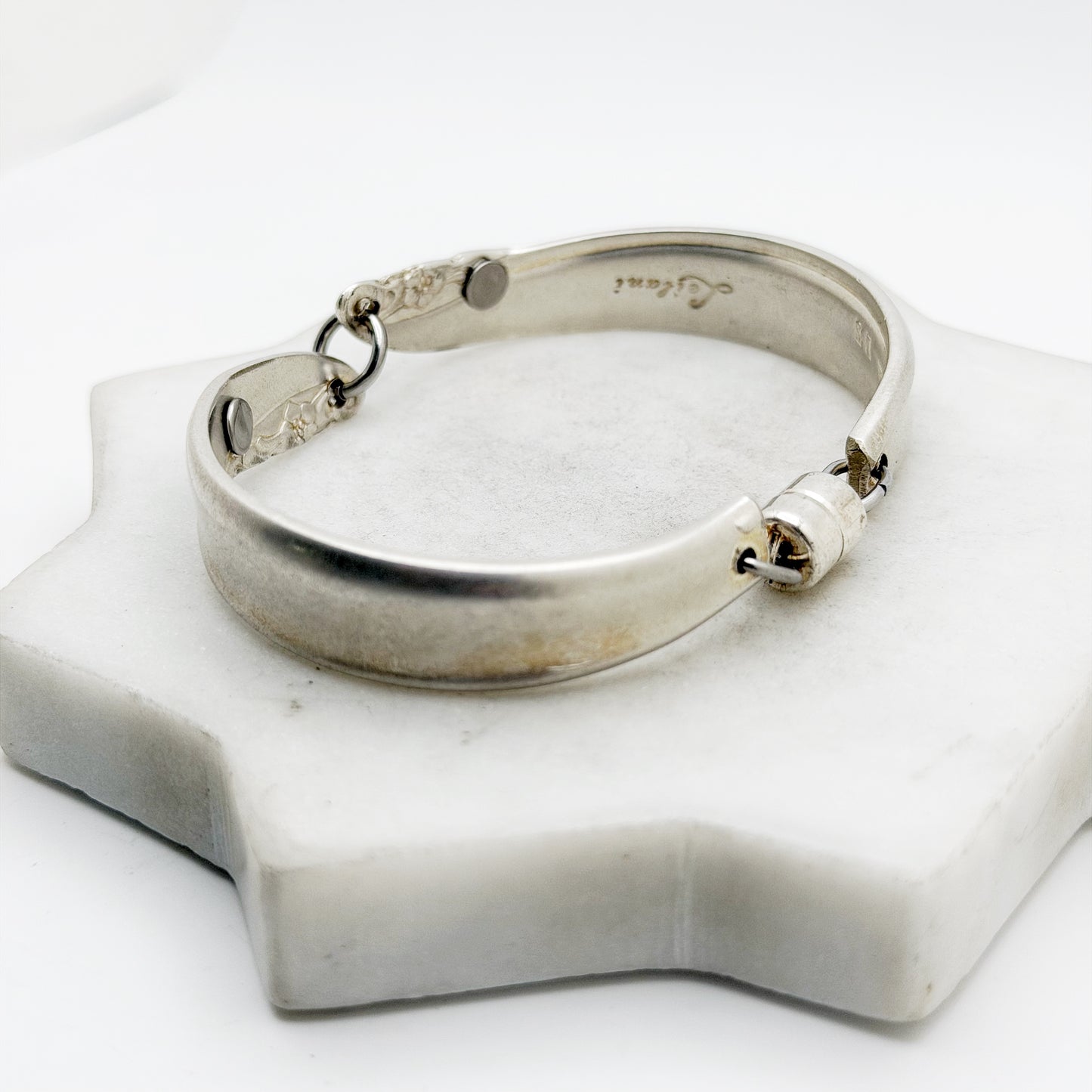 Leilani 1961 with Tanzanite, Two-Part Spoon Bracelet, Vintage Spoon Handle, Vintage Spoon Bracelet with Purple Rivet Bracelets callistafaye