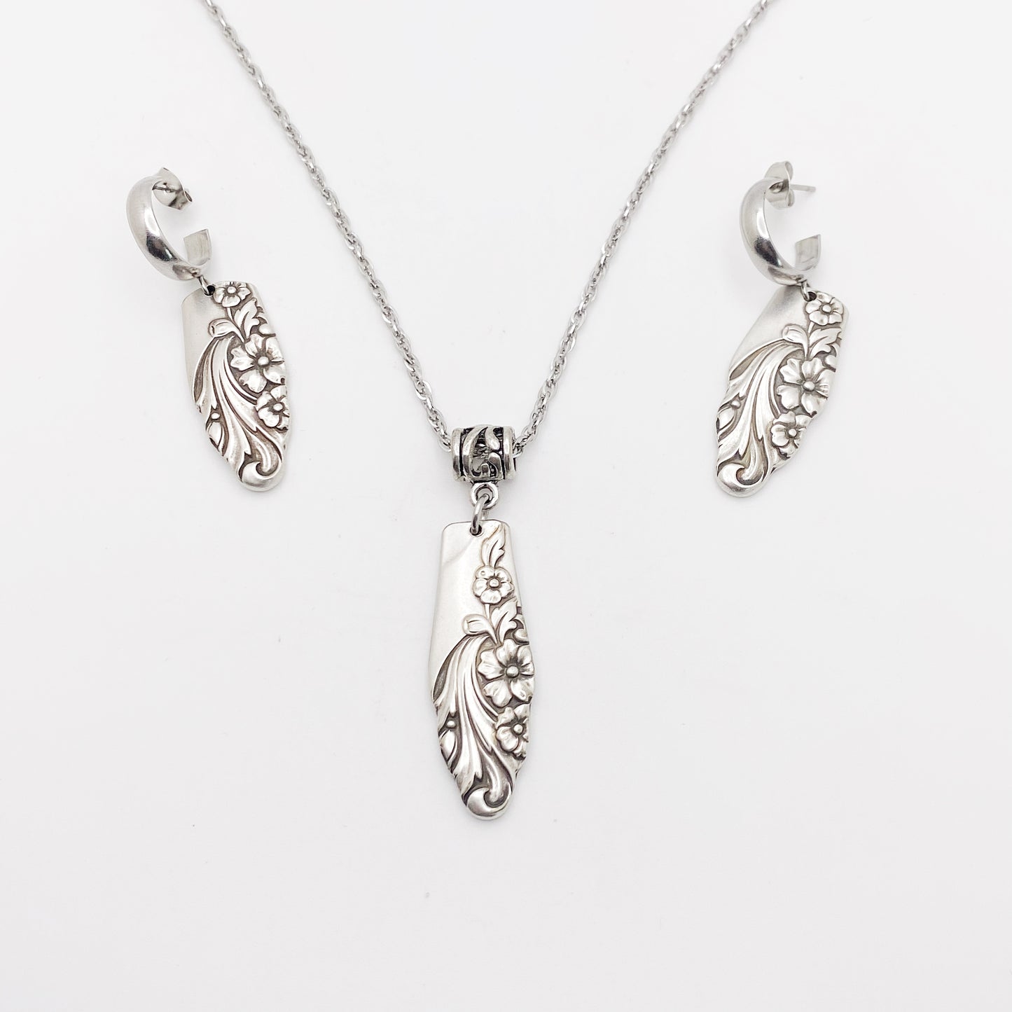 Evening Star 1950, Spoon Handle Hoop Earrings, Reclaimed Silverware Earrings, Vintage Spoon Jewelry Earrings callistafaye