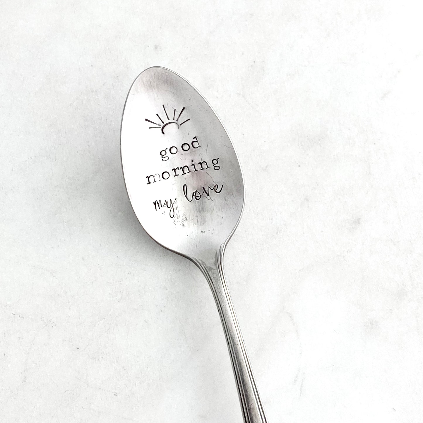 Good Morning My Love, Hand Stamped Vintage Spoon Spoons callistafaye