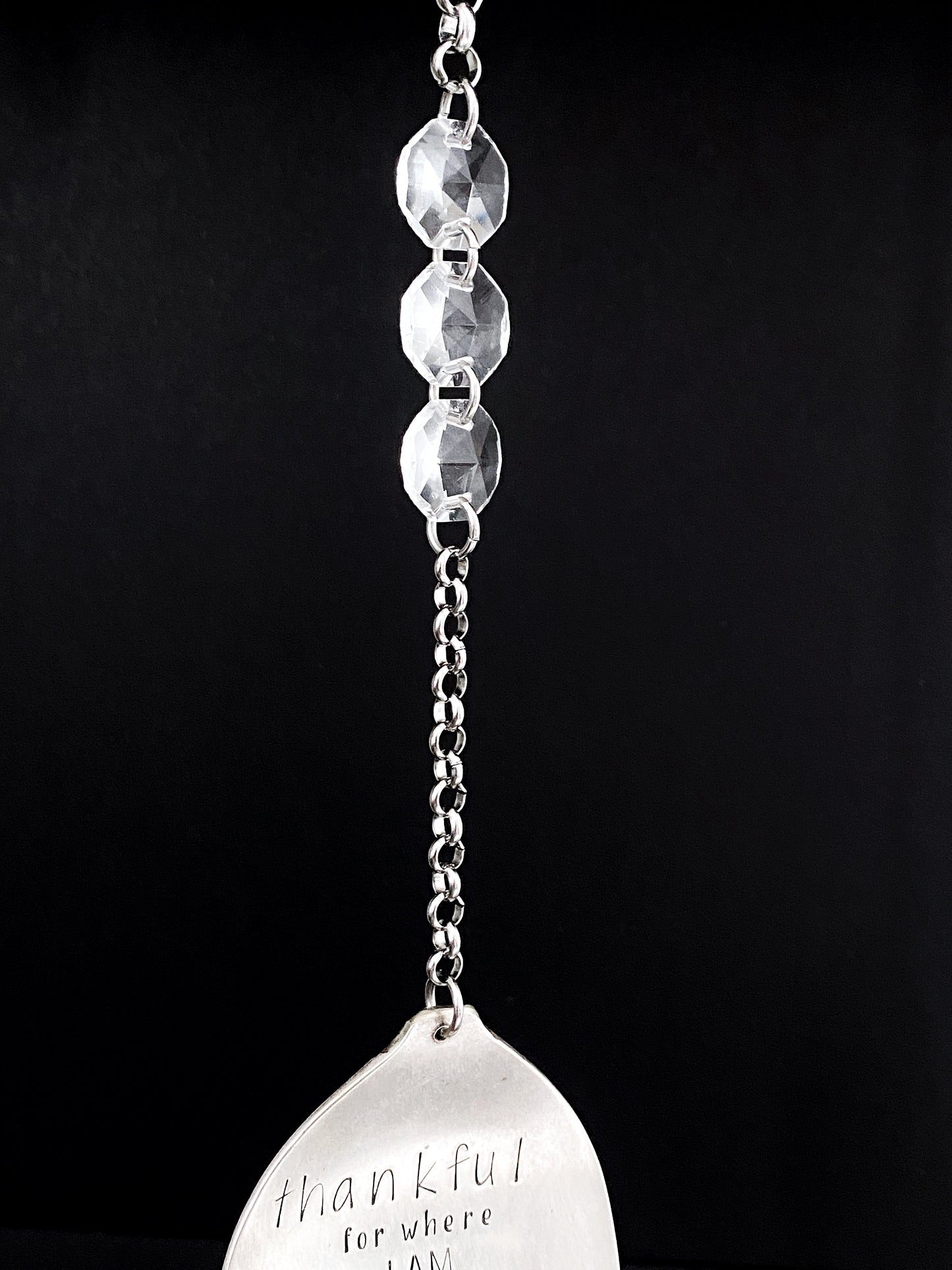 Thankful for Where I Am... Sun Catcher, Large Sun Catcher Chandelier Crystal, Vintage Silverware Window Ornament Suncatcher callistafaye