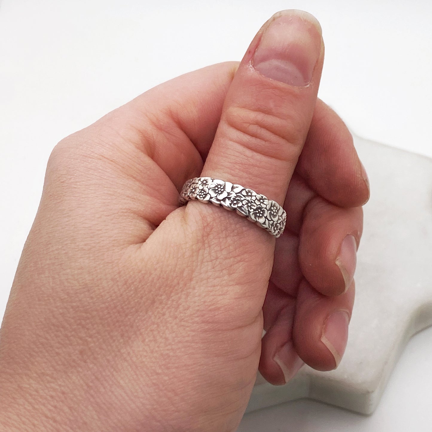 Tiny Love Precious Flower 1970, RARE Demi Spoon Ring, Vintage Spoon Ring Rings callistafaye