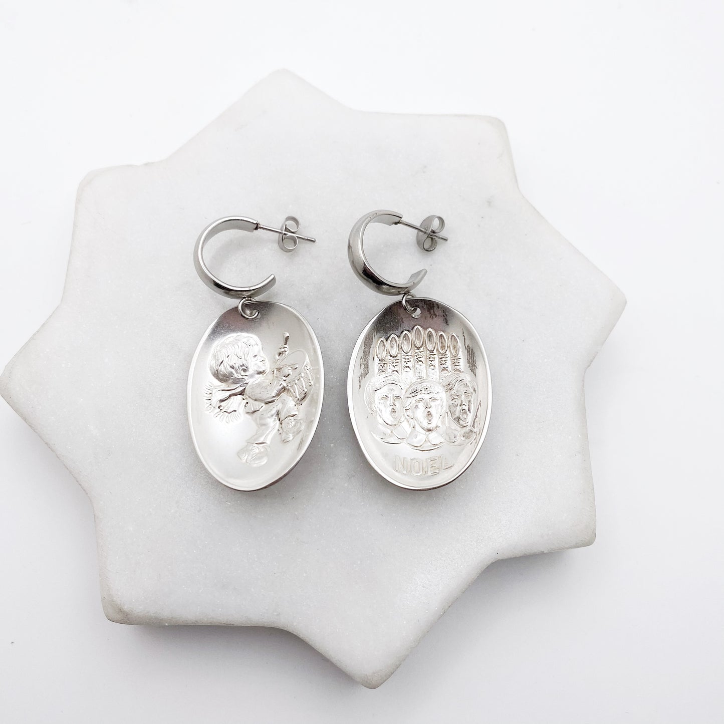 Christmas Music Earrings, Spoon Bowl Hoop Earrings, Reclaimed Collector's Spoon Earrings, Vintage Souvenir Spoon Jewelry Earrings callistafaye