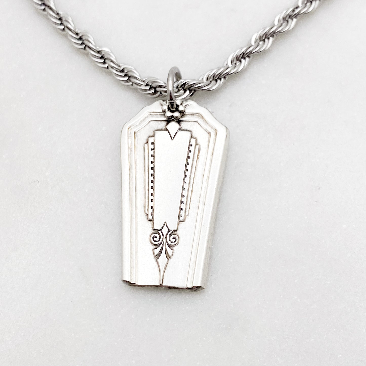 Coffin Necklace, Memento Mori Jewelry, Coffin Shaped Pendant, Vintage Silverware Jewelry Necklaces callistafaye c  