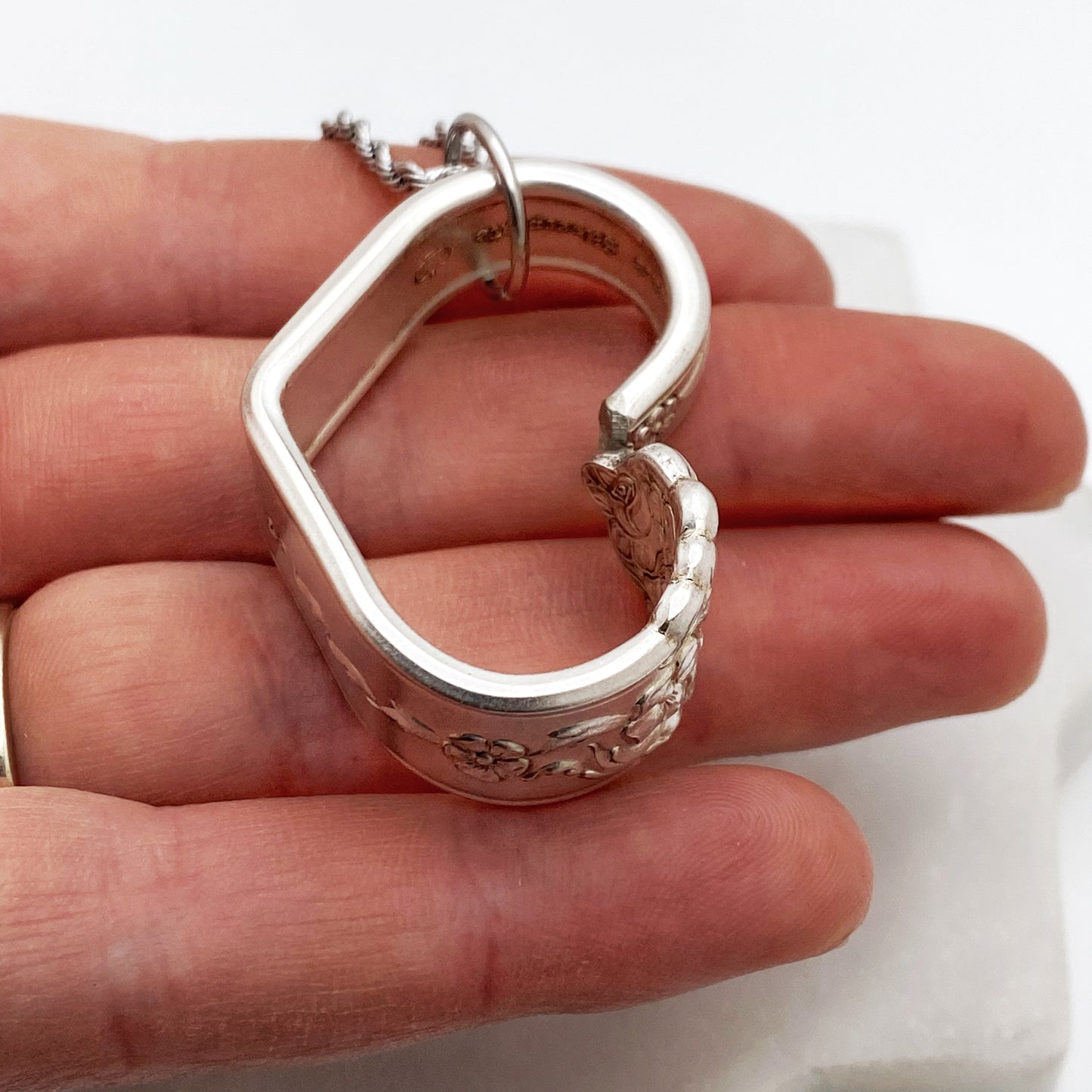 Moss Rose 1949, RARE Floating Heart, Vintage Spoon Jewelry Hearts callistafaye