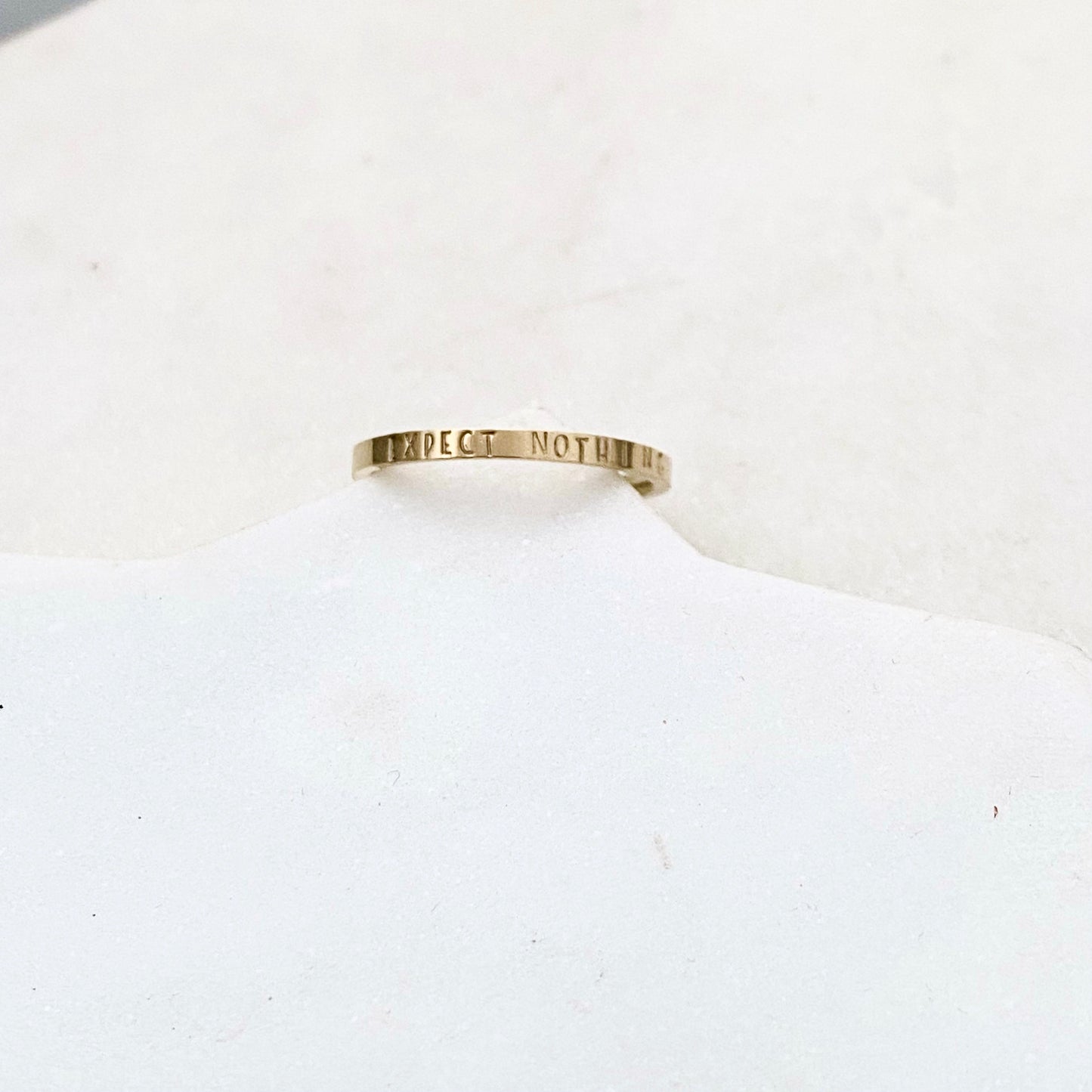 Expect Nothing, Size 9, Gold Mini Stacking Ring, Stainless Steel Jewelry, Minimalist Rings, Waterproof Jewelry, Dainty Ring, Stacking Ring Set Rings sst callistafaye
