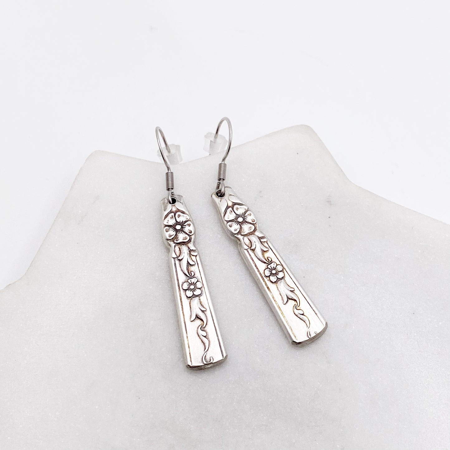 Moss Rose 1949, Spoon Handle Earrings, Reclaimed Silverware Earrings, Vintage Spoon Jewelry Earrings callistafaye