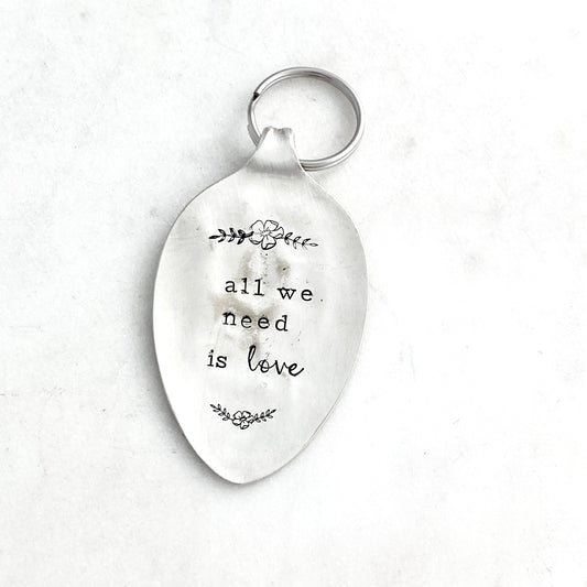 All We Need is Love, Hand Stamped Vintage Spoon Keychain Keychains callistafaye   