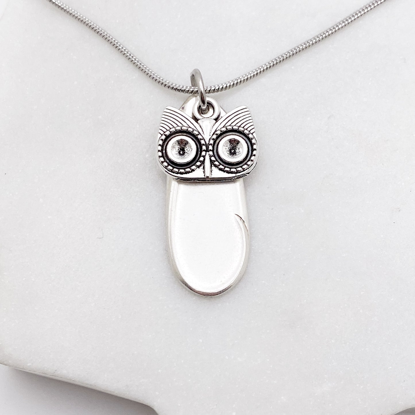 Owl Necklace, Owl Charm Pendant, Vintage Silverware Jewelry Necklaces callistafaye f  