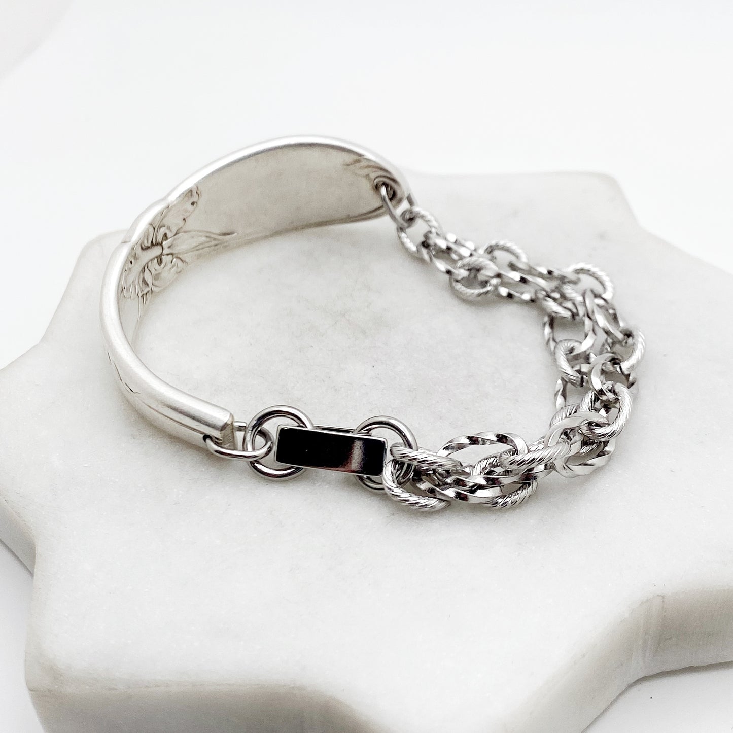 White Orchid 1953, Half Chain Bracelet, Vintage Spoon Handle, Antique Spoon Bracelet Bracelets callistafaye