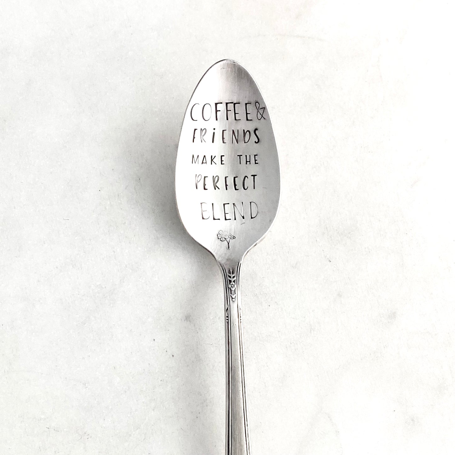 Coffee & Friends Make the Perfect Blend, Hand Stamped Vintage Spoon Spoons callistafaye