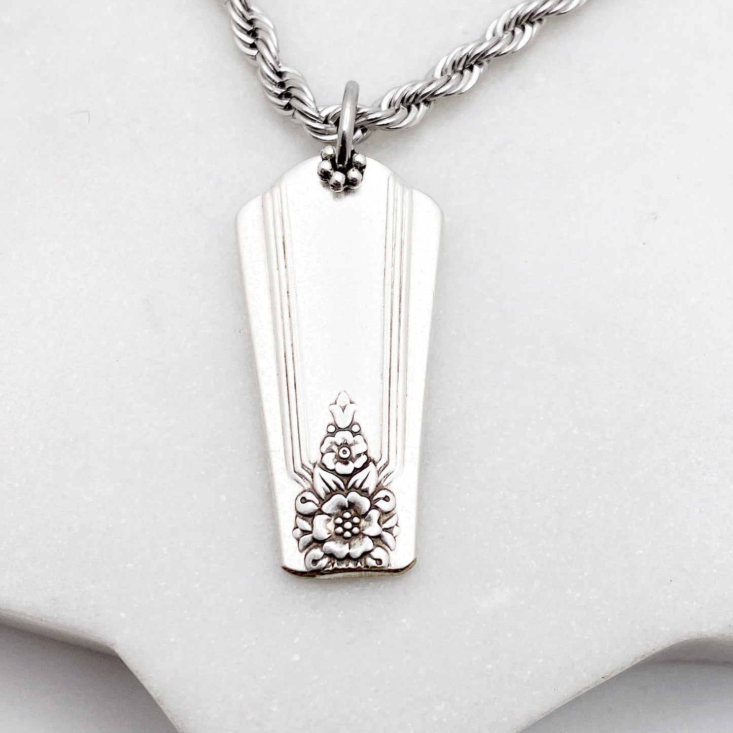 Coffin Necklace, Memento Mori Jewelry, Coffin Shaped Pendant, Vintage Silverware Jewelry Necklaces callistafaye b  