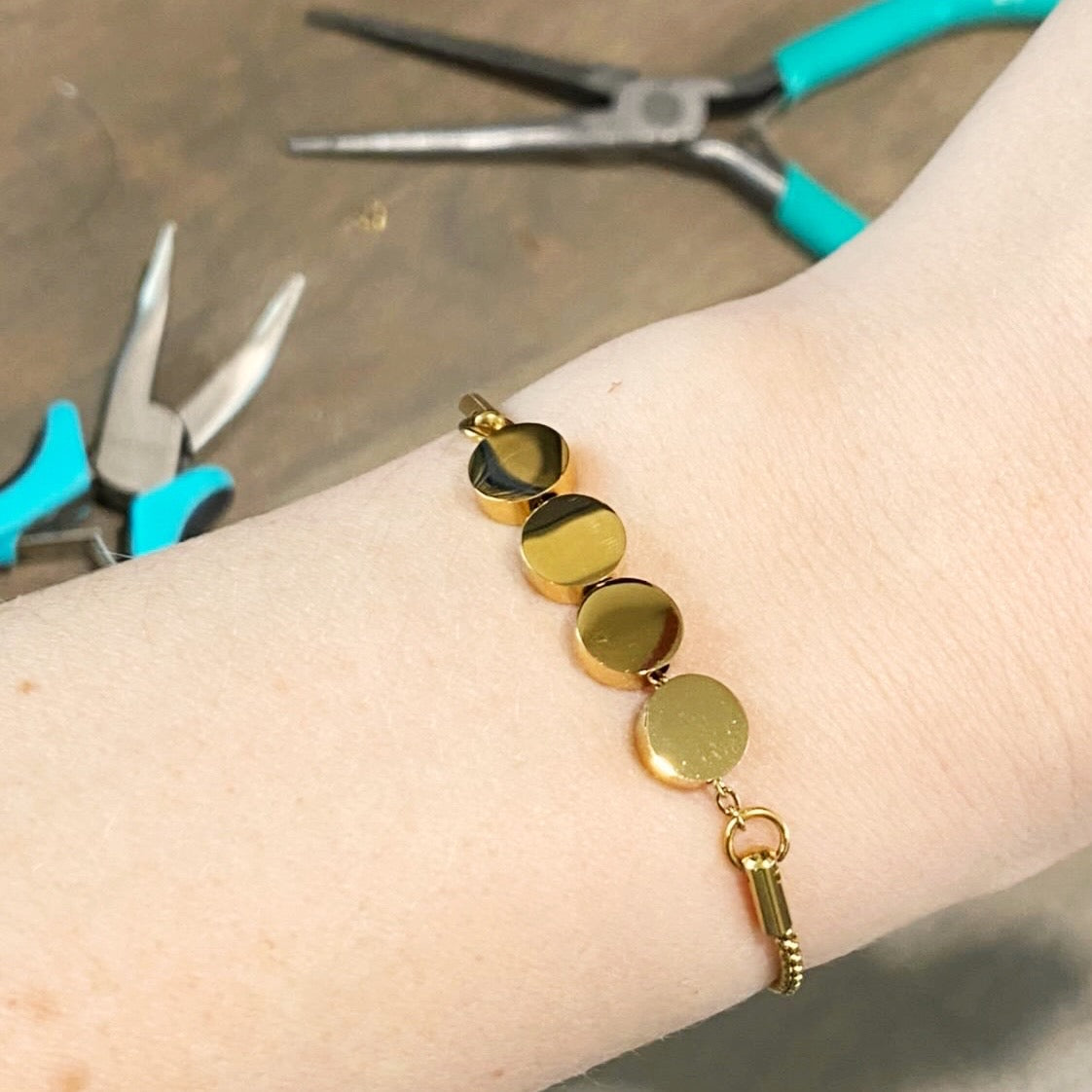 Custom Mini Coin BEAD Bracelet, Personalized, Stainless Steel Bracelet Bracelets sst callistafaye