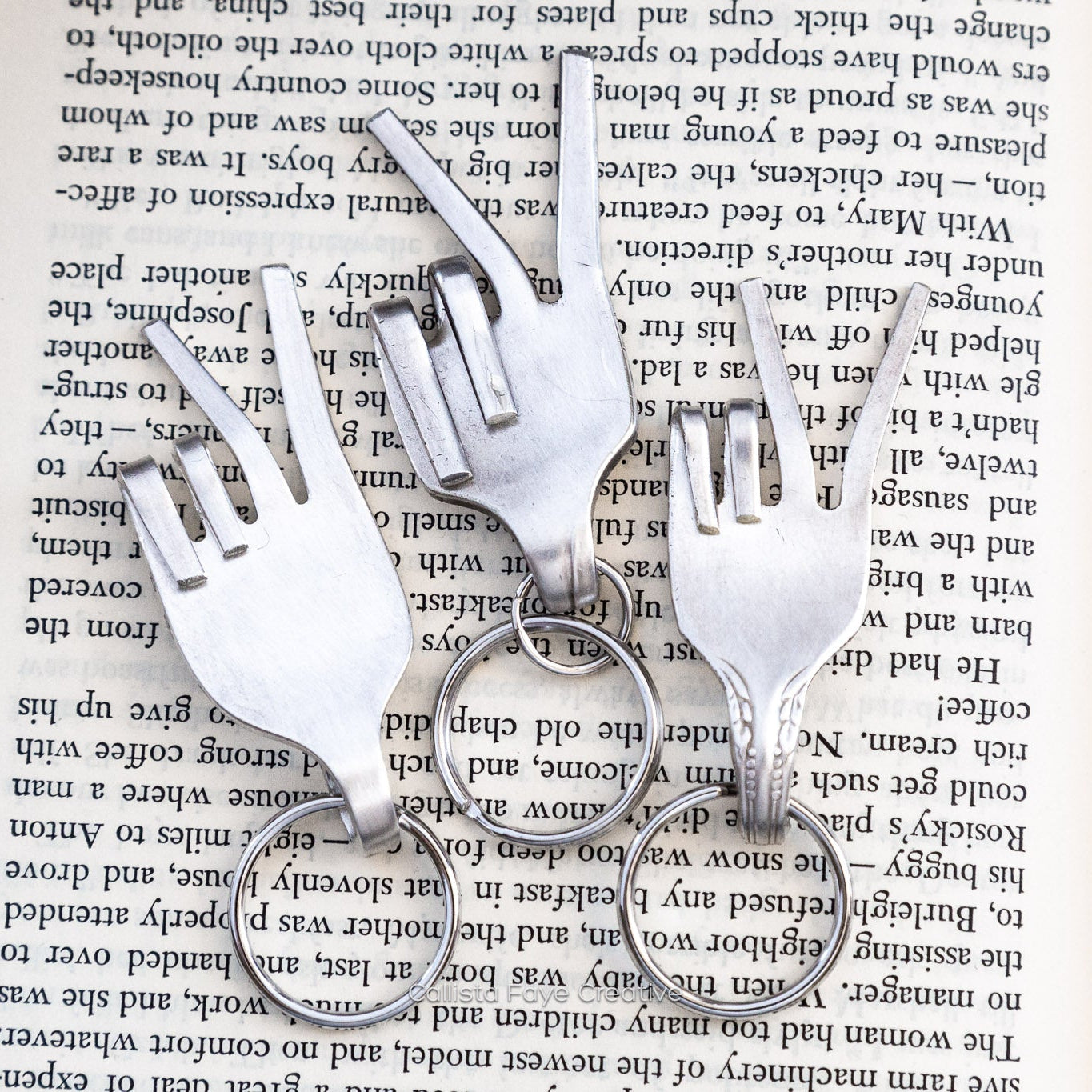 Peace, Fork Mood Keychain, Hand Gesture Keychain, Vintage Silverware Keychain Keychains callistafaye