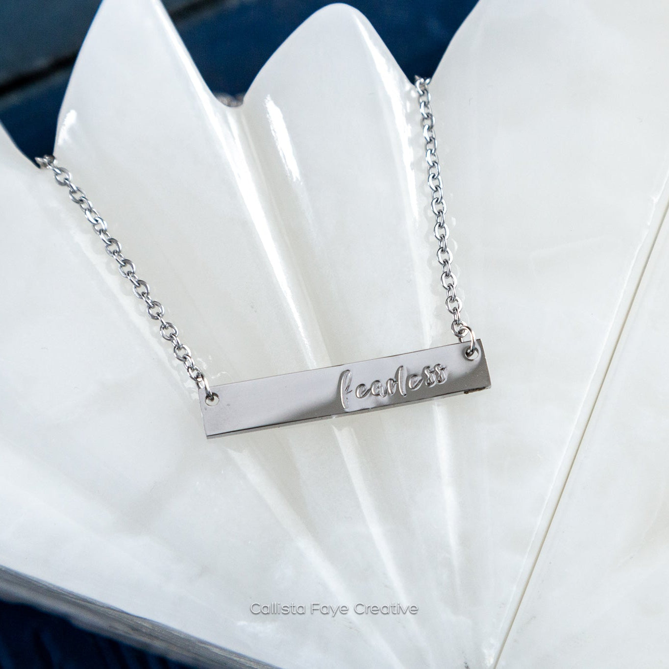 Fearless, Hand Stamped Bar Affirmation Necklace Necklaces sst callistafaye
