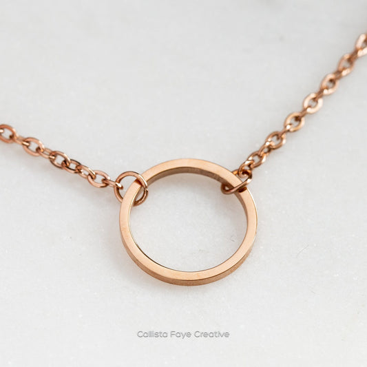 Eternity, Dainty Pendant Necklace, Layering Necklace, Stainless Steel Jewelry, Minimalist Necklace, Waterproof Jewelry, Dainty Necklace Necklaces callistafaye Rose Gold  