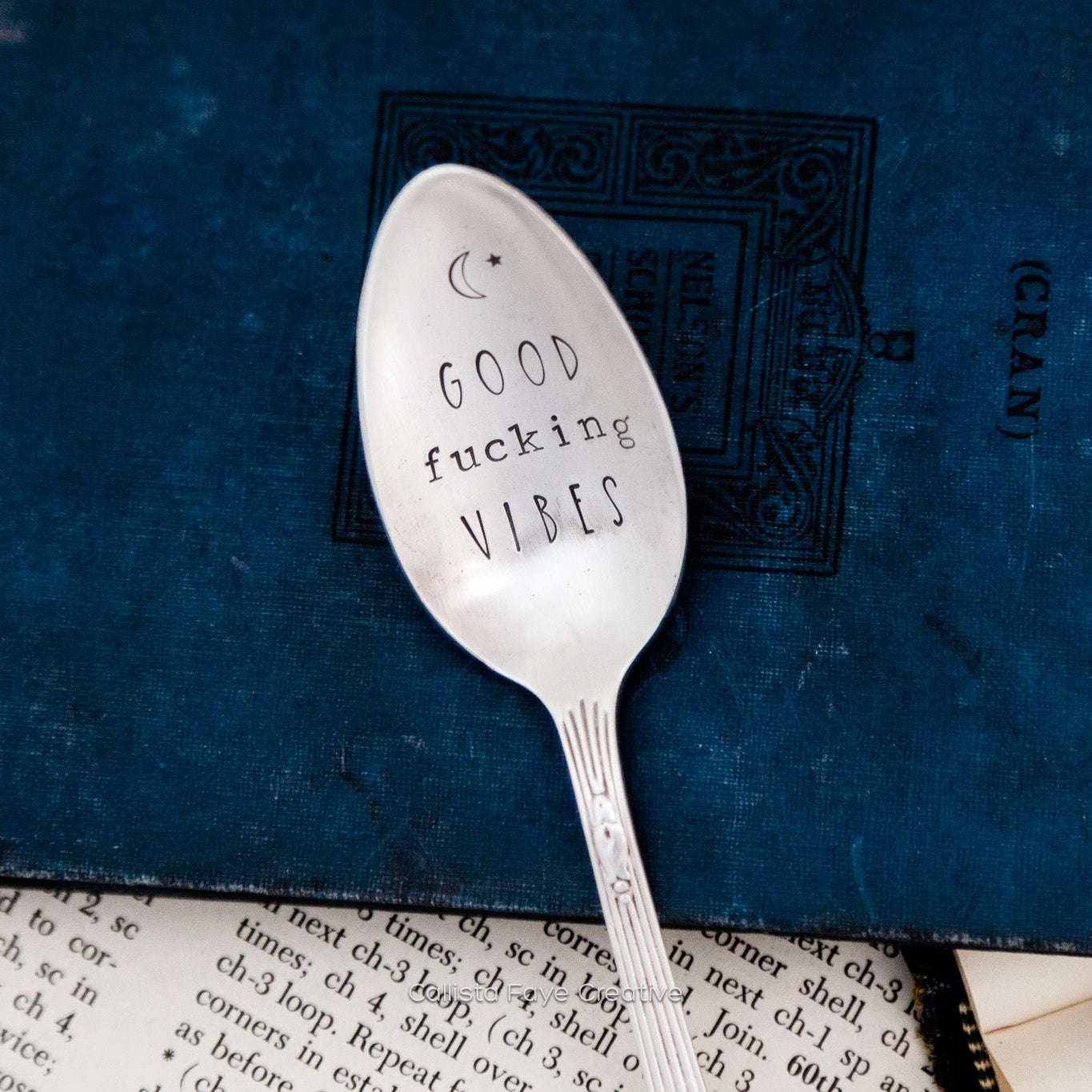 Good Fucking Vibes, Hand Stamped Vintage Spoon Spoons callistafaye