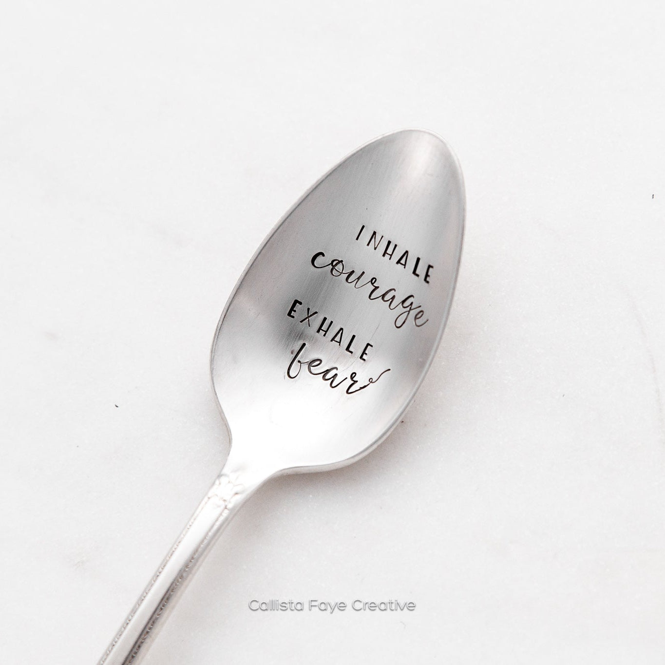Inhale Courage Exhale Fear, Hand Stamped Vintage Spoon Spoons callistafaye