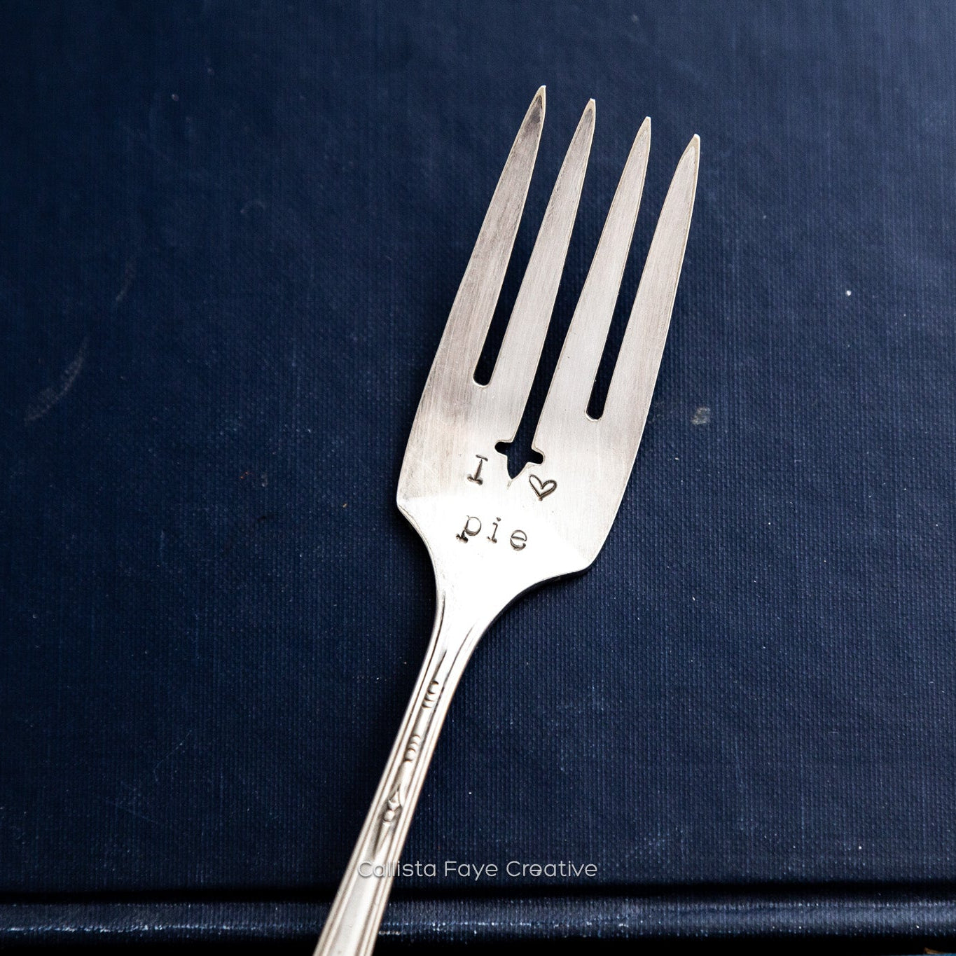 I <3 Pie, Hand Stamped Vintage Fork Forks callistafaye