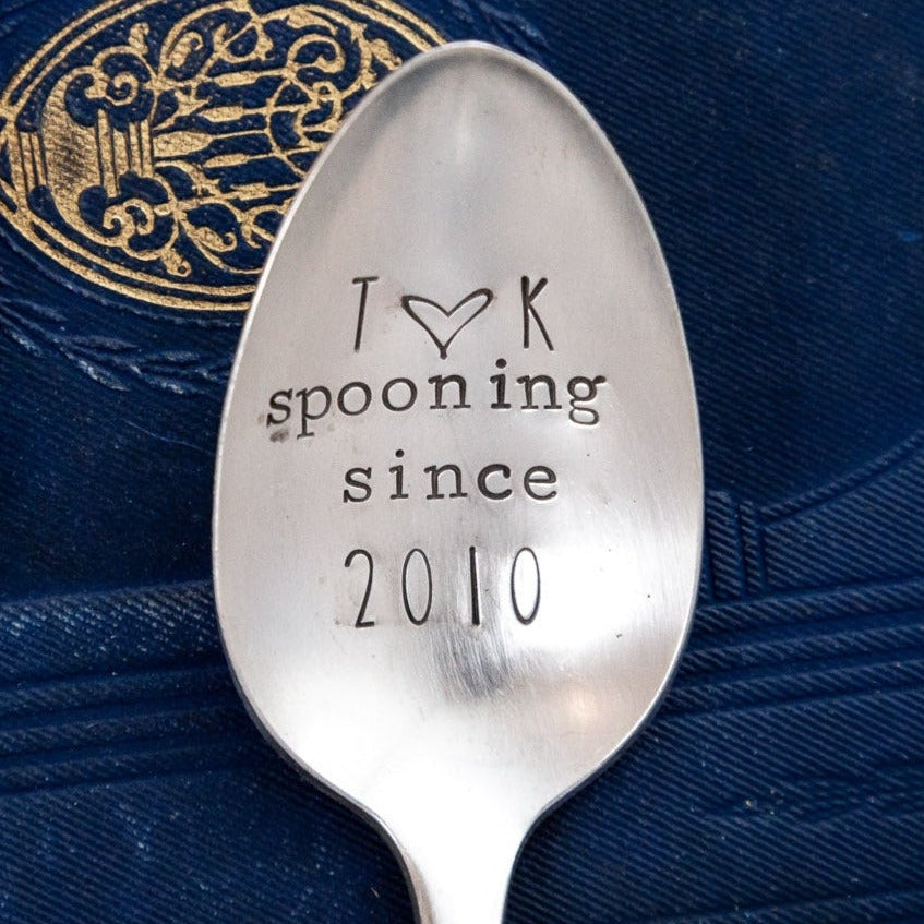 Custom "Spooning Since" Spoon, Personalized Hand Stamped Vintage Spoon Spoons callistafaye