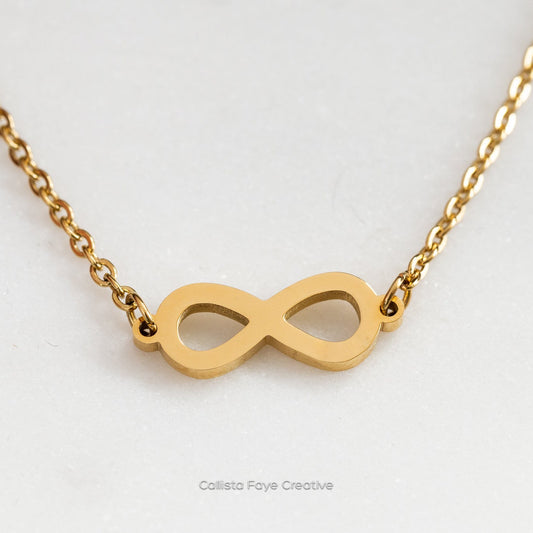 Infinity, Dainty Pendant Necklace, Layering Necklace, Stainless Steel Jewelry, Minimalist Necklace, Waterproof Jewelry, Dainty Necklace Necklaces callistafaye Gold  