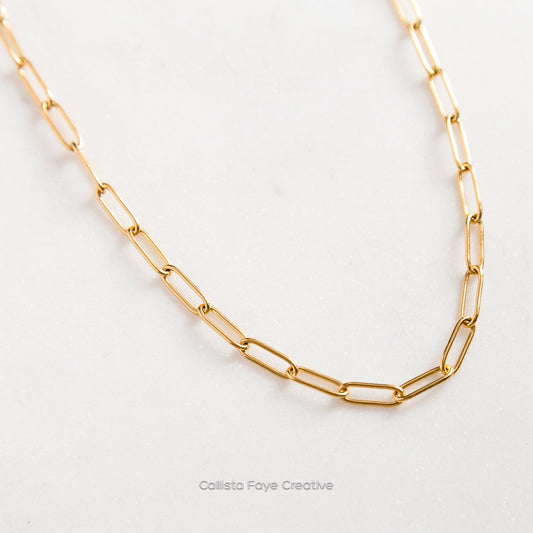 Paperclip Chain, Dainty Layering Necklace, Stainless Steel Jewelry, Minimalist Necklace, Waterproof Jewelry, Dainty Necklace Necklaces callistafaye Gold  