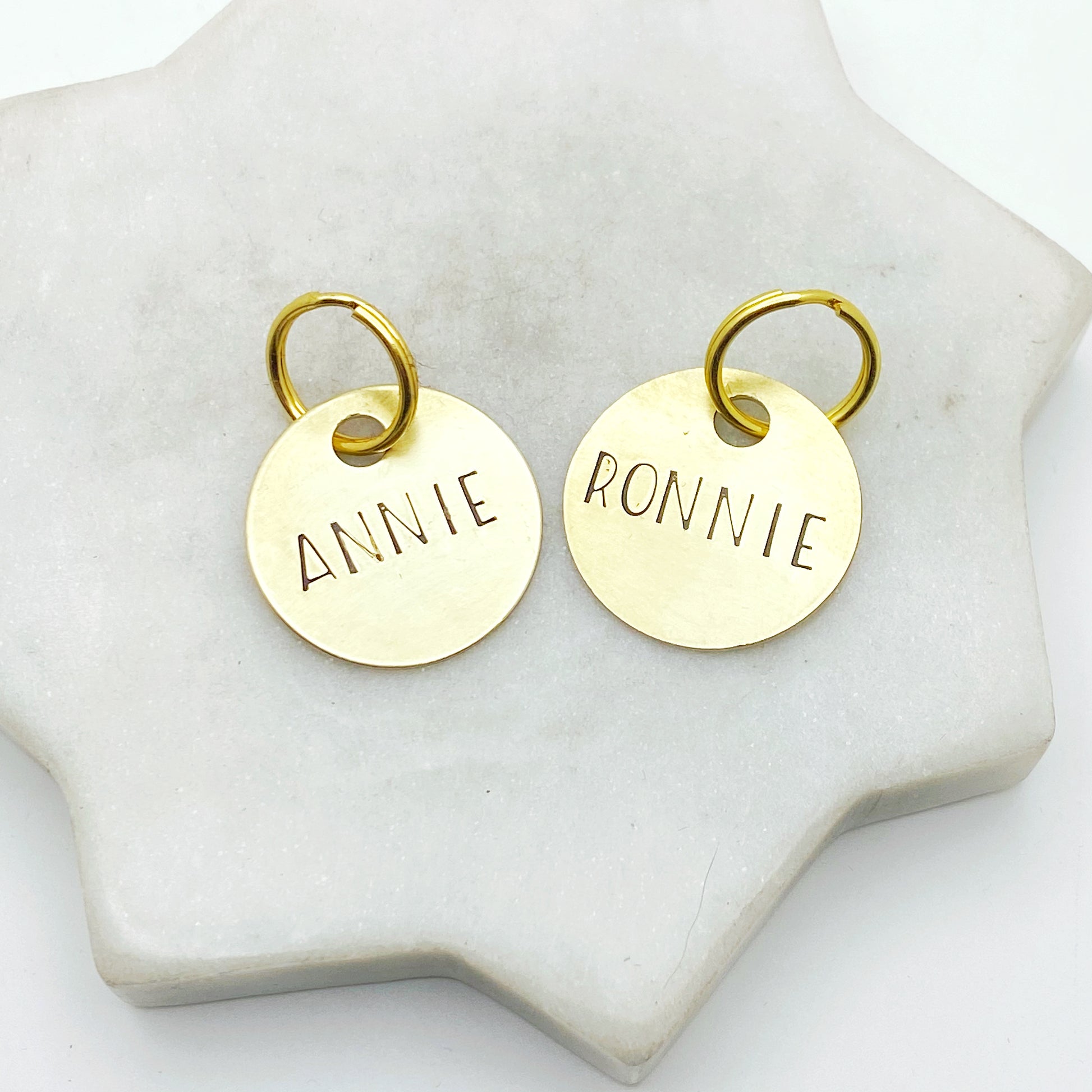 Custom Dog Tag, Personalized Cat ID, Hand Stamped Brass Pet Name Tag Keychain Keychains callistafaye