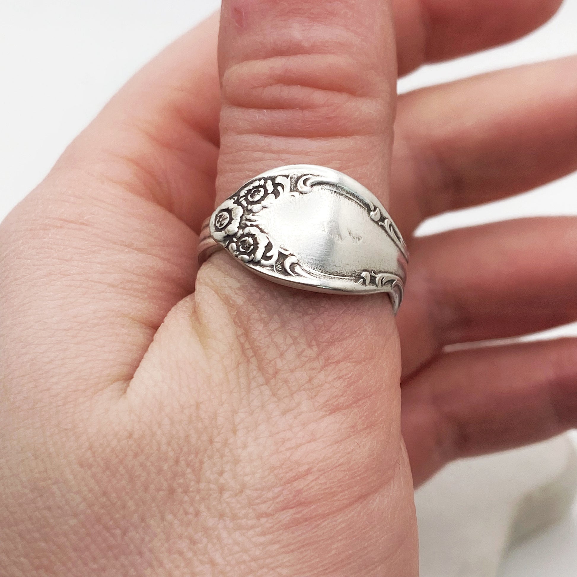 Tiny Silvery Mist 1955, Custom Size, Demi Spoon Ring, Vintage Spoon Ring Rings callistafaye