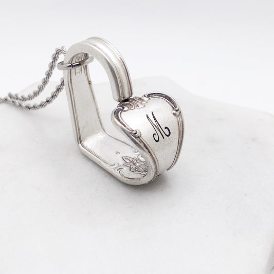 M Monogram, Signature 1950, Floating Heart, Vintage Spoon Jewelry Hearts callistafaye   