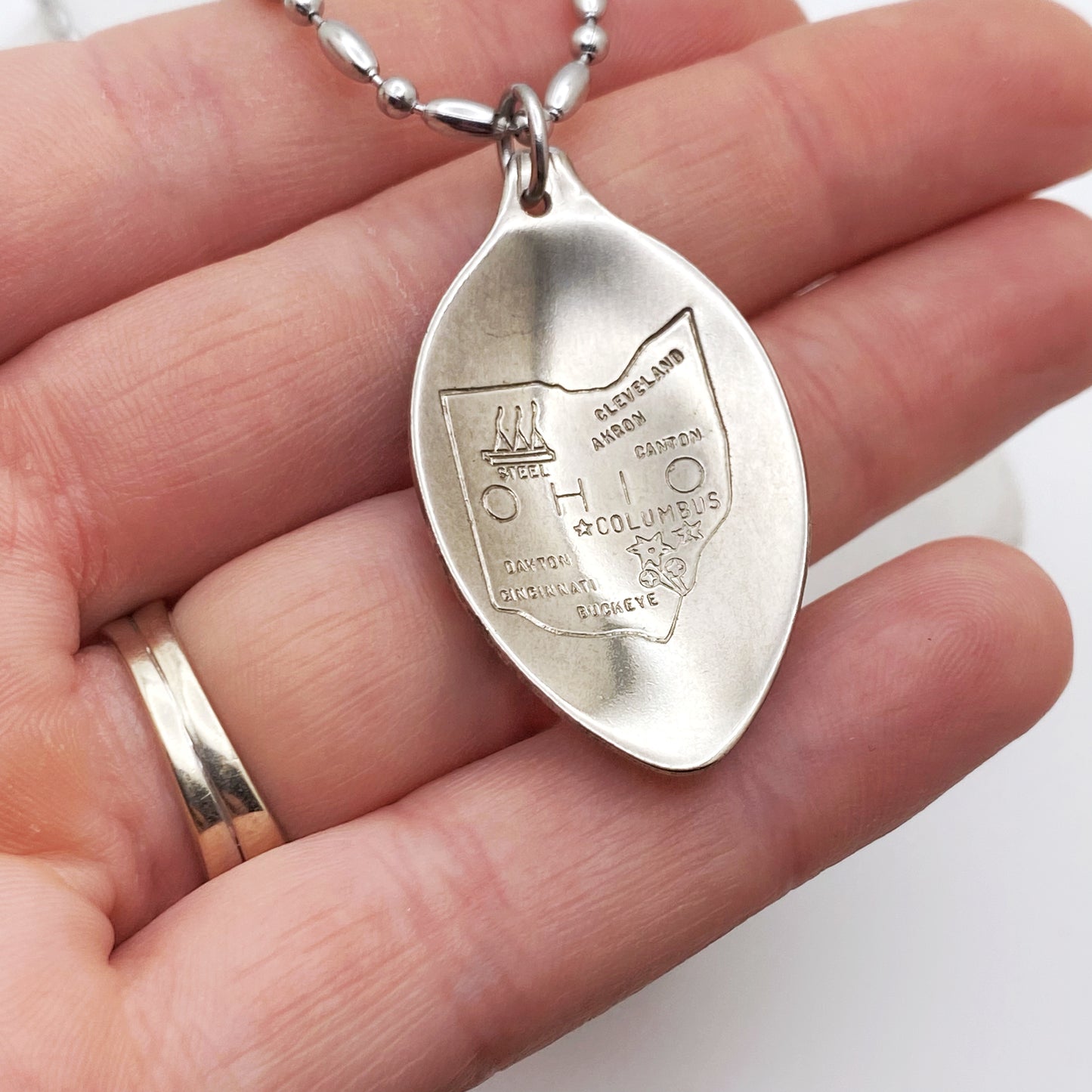 Ohio Pendant, United States Jewelry, Reclaimed Collector's Spoon Necklace, Vintage Souvenir Spoon Jewelry Necklaces callistafaye   