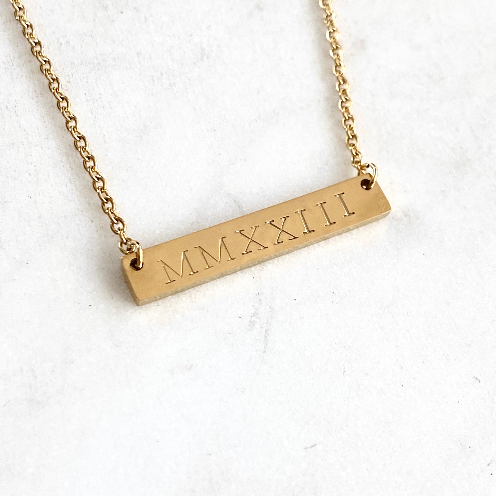 MMXXV, Graduation Gift 2025, Hand Stamped Bar Necklace Necklaces callistafaye