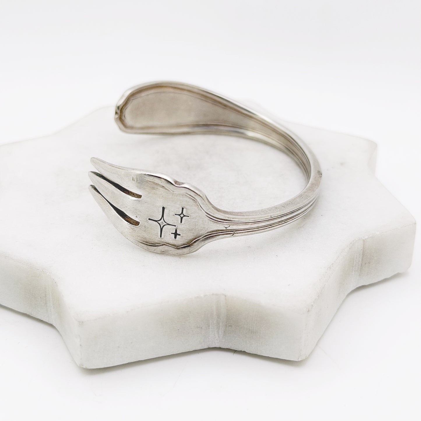 Wandering Soul, Clinton 1919, Antique Cocktail Fork Cuff Bracelet, Hand Stamped Vintage Seafood Fork Bracelets callistafaye