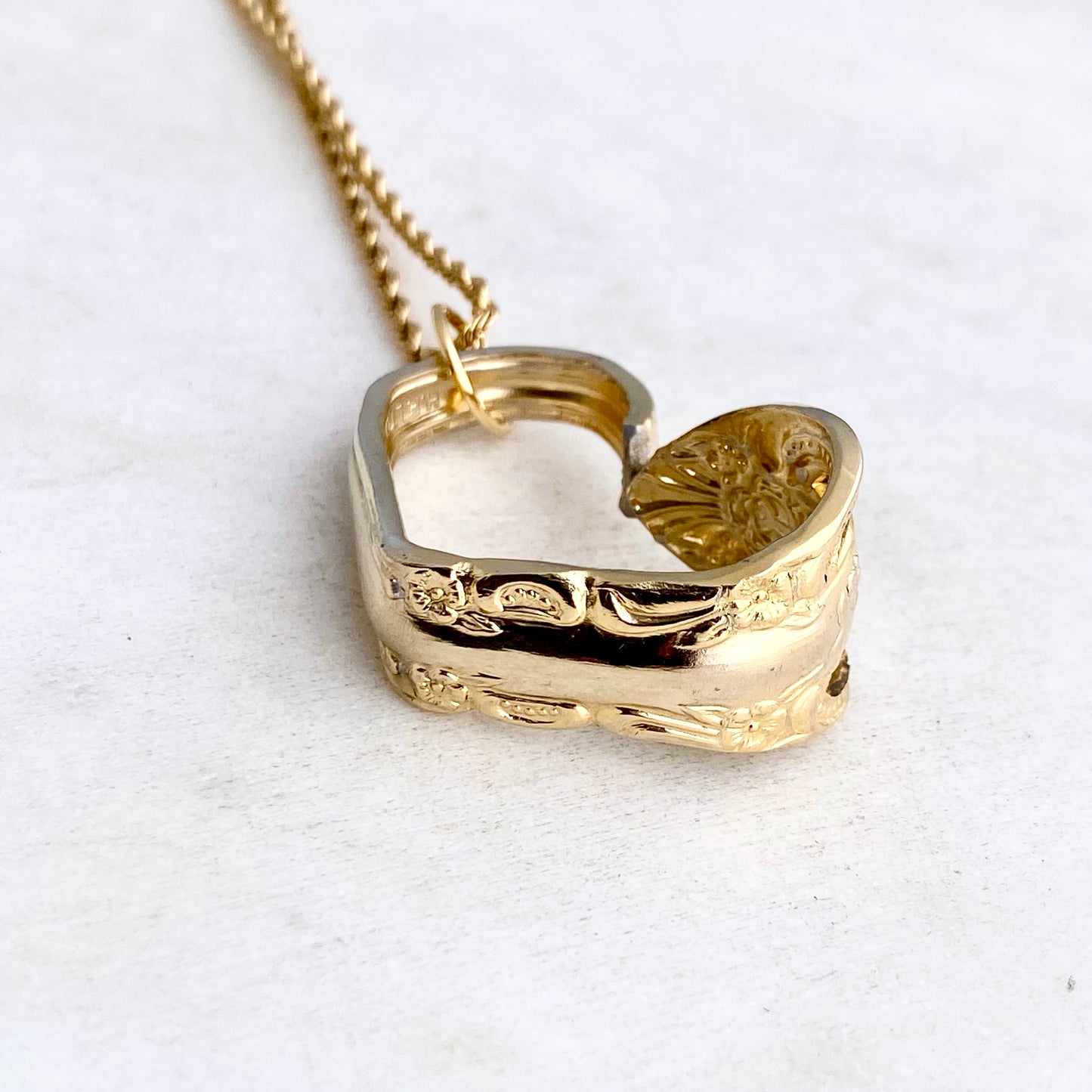 Golden Pierced, Floating Heart, Vintage Spoon Jewelry Hearts callistafaye   