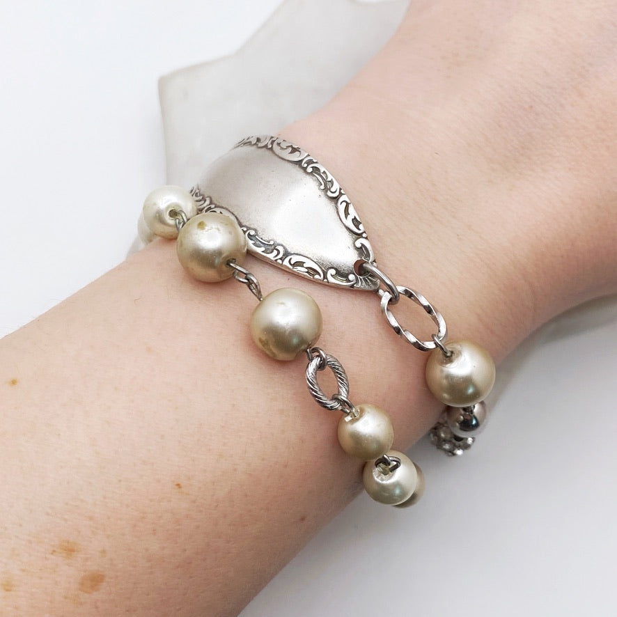 Savoy 1892, RARE Antique Double Wrap Beaded Bracelet, Vintage Spoon Handle, Antique Spoon Bracelet Bracelets callistafaye