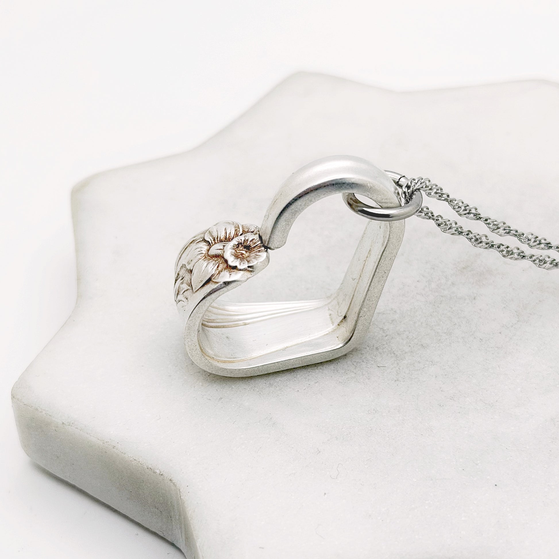 Daffodil 1950, RARE Small Floating Heart, Vintage Spoon Jewelry Hearts callistafaye