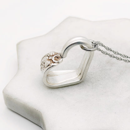 Daffodil 1950, RARE Small Floating Heart, Vintage Spoon Jewelry Hearts callistafaye